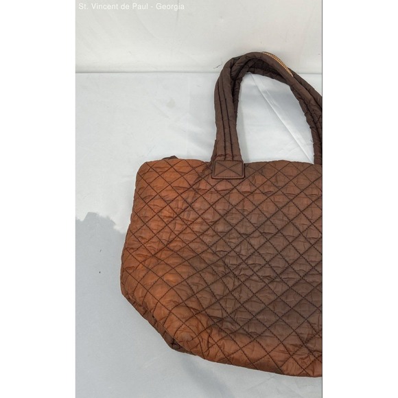 MZ Wallace Burnt Orange / Brown Metro Deluxe Quilted Tote Bag Purse Great Cond. - Picture 8 of 10